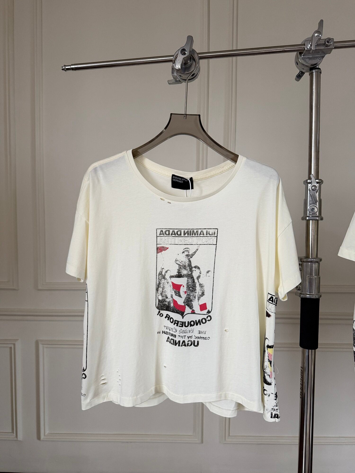 ERD Inspired Distressed Graphic Boxy Crop Cotton Tee