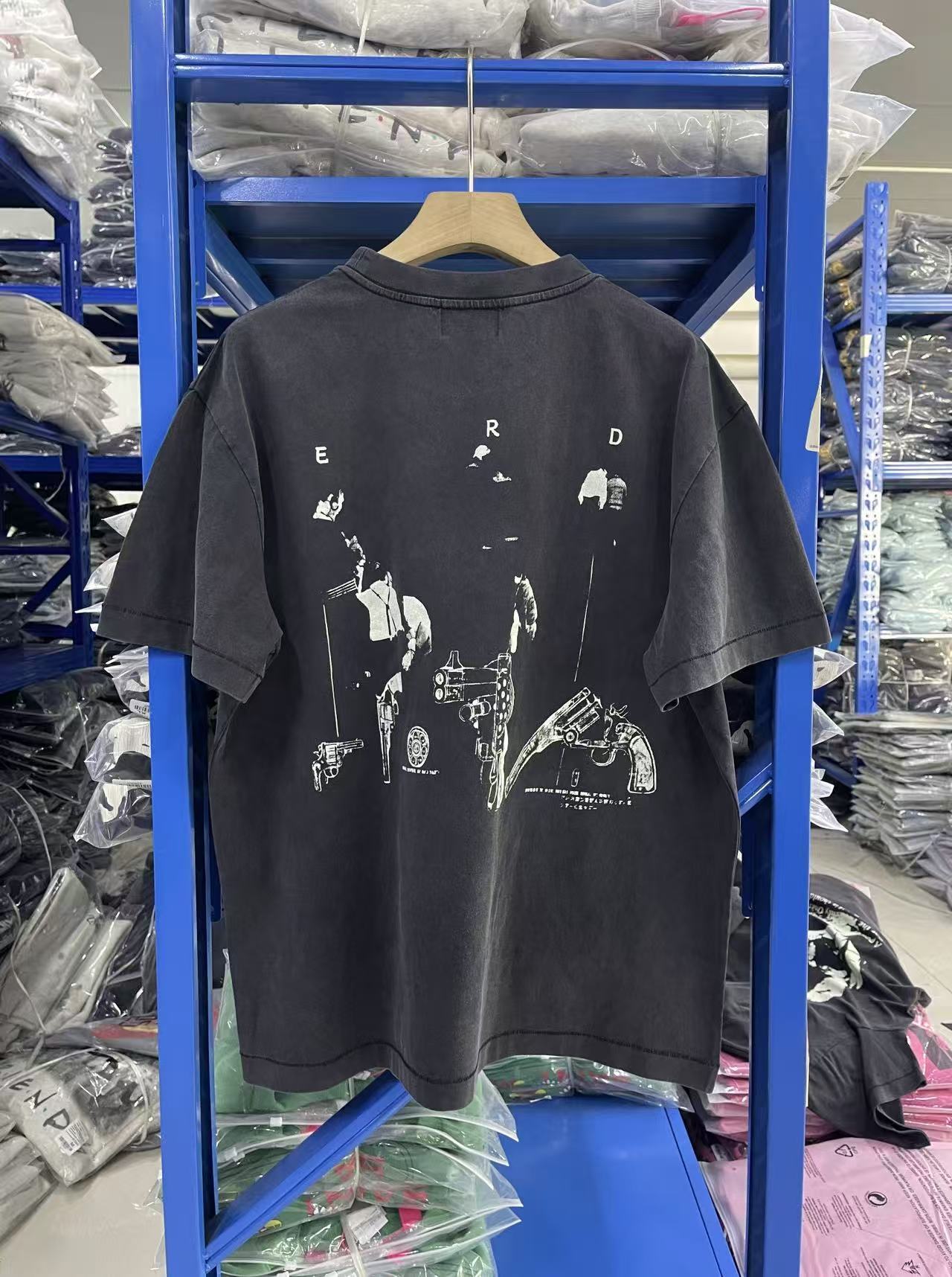 ERD Inspired Vintage Graphic Washed Black Cotton Tee
