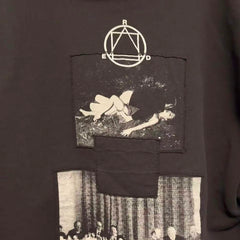 ERD Style Vintage Washed Black Patchwork Hoodie