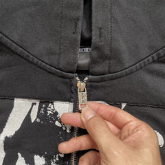 ERD melancholic Vintage Washed Black Zipper Hoodie