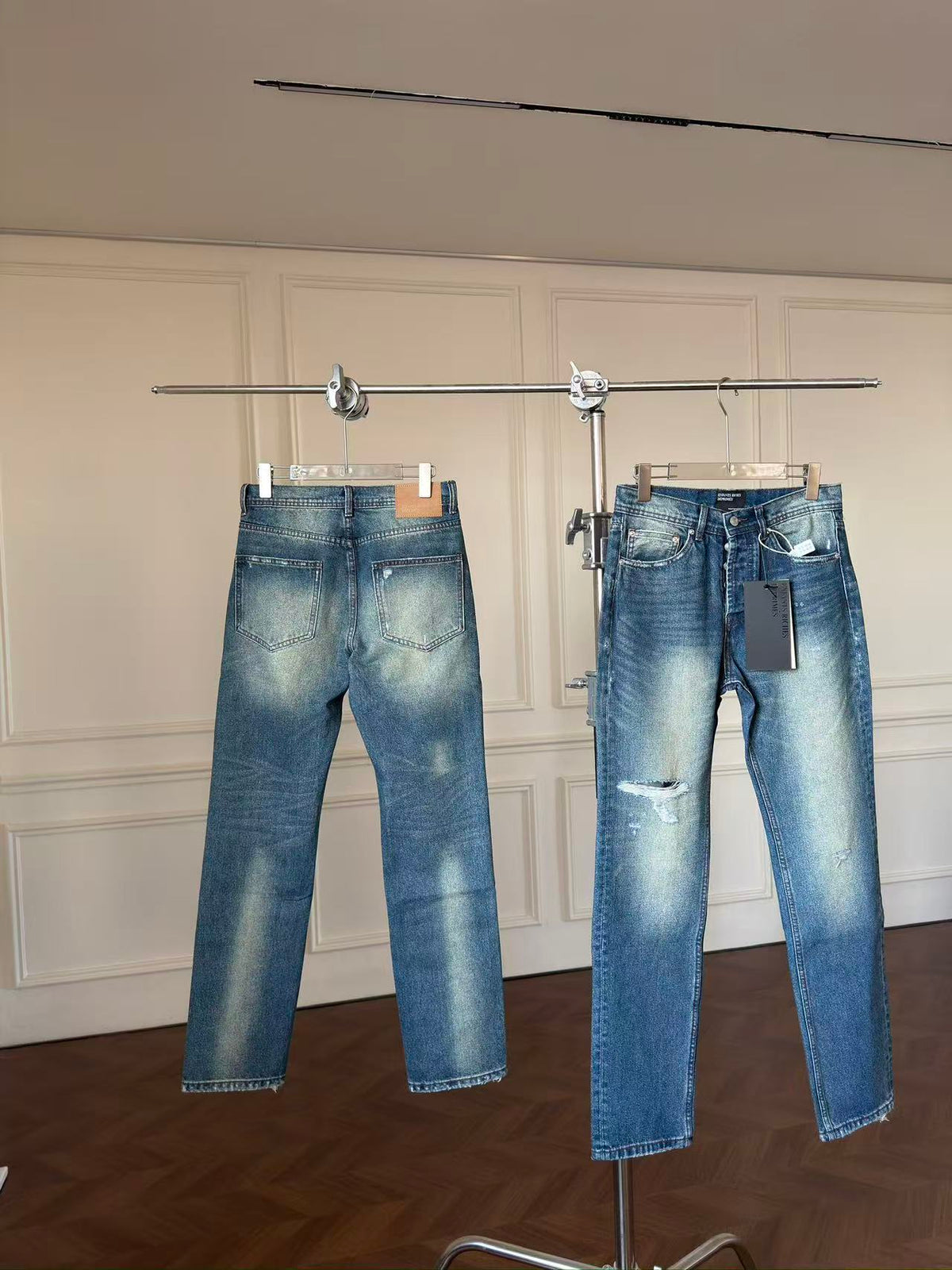 ERD Inspired Distressed Ripped Straight Leg Denim Jeans