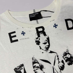ERD Inspired Celebrity Graphic Distressed White Cotton Tee