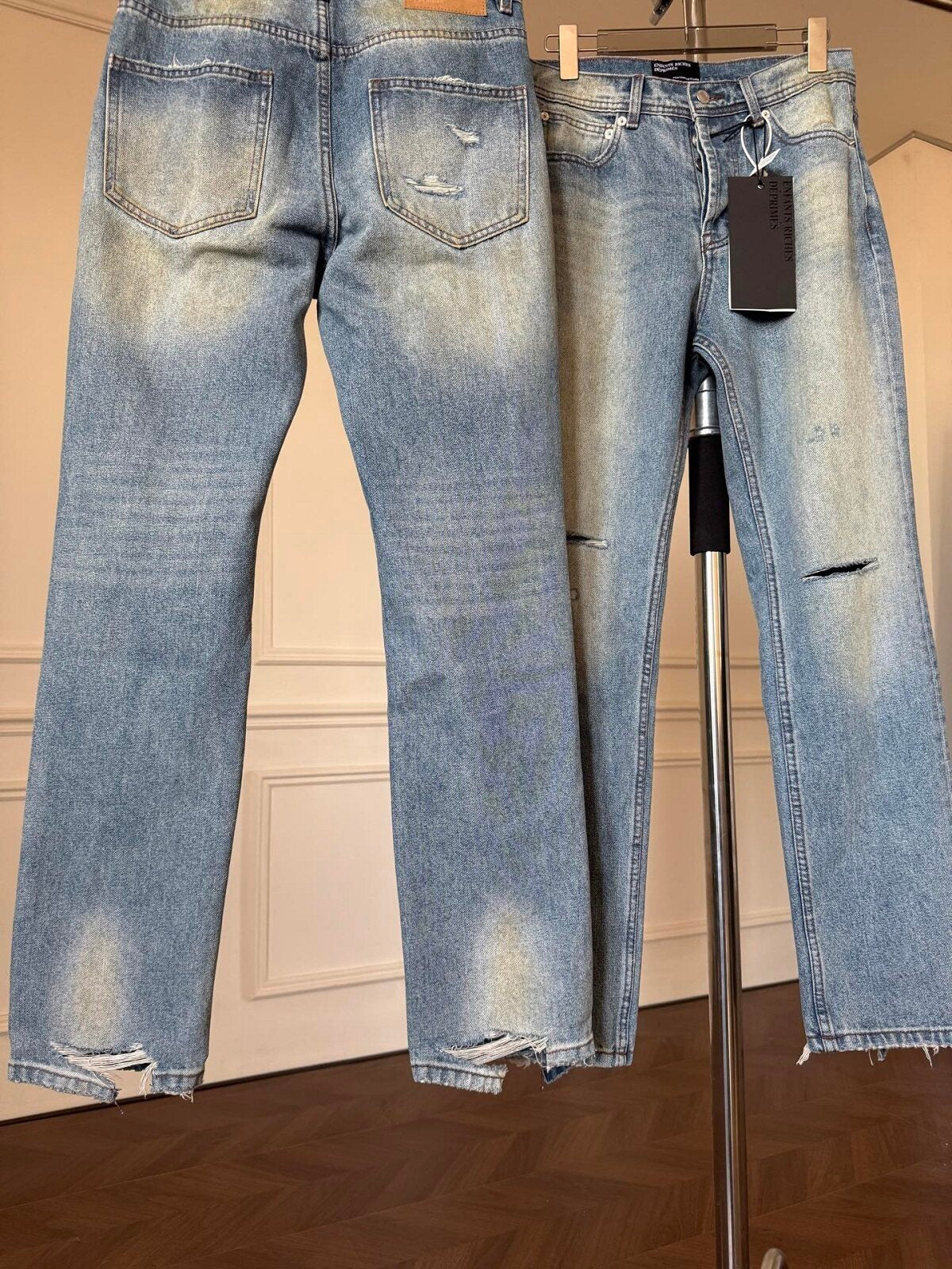 ERD Vintage Mud Wash Distressed Straight Jeans
