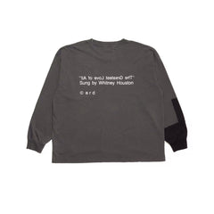 ERD Whitney Houston Graphic Distressed Charcoal Longsleeve Tee