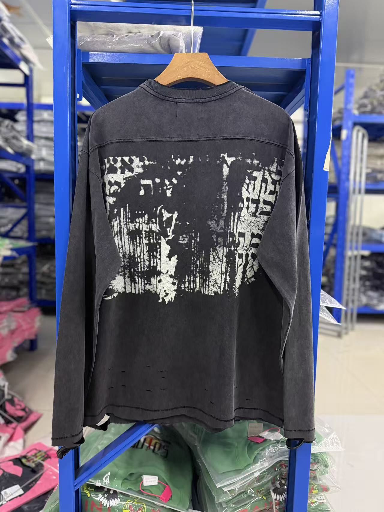 ERD Vintage Distressed Graphic Loose Cotton Long Tee