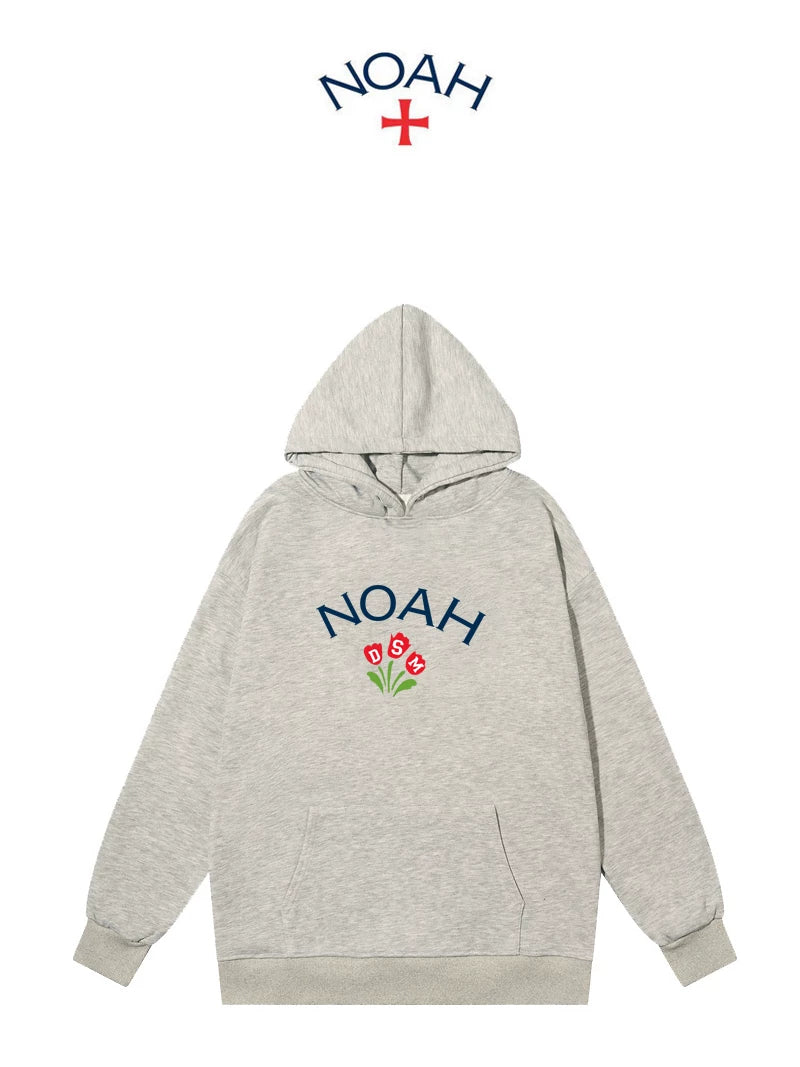 NOAH 秋冬白色连帽卫衣男美式潮牌帽衫套头加绒情侣外套