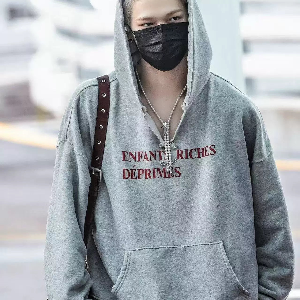 ERD Distressed Oversized Knit Hooded Pullover Sweater