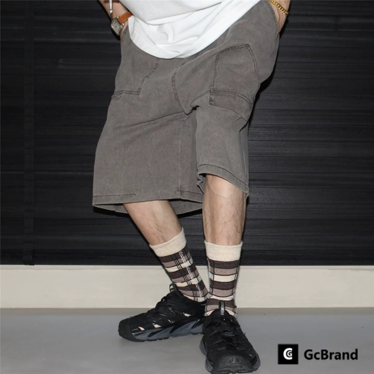 GcBrand SS24 Retro themed elements American retro street casual five quarter pants workwear denim shorts