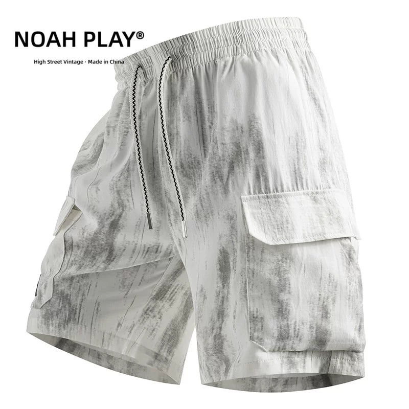 NOAH PLAY 扎染冰丝工装短裤男夏季潮牌宽松抽绳休闲街头风五分裤