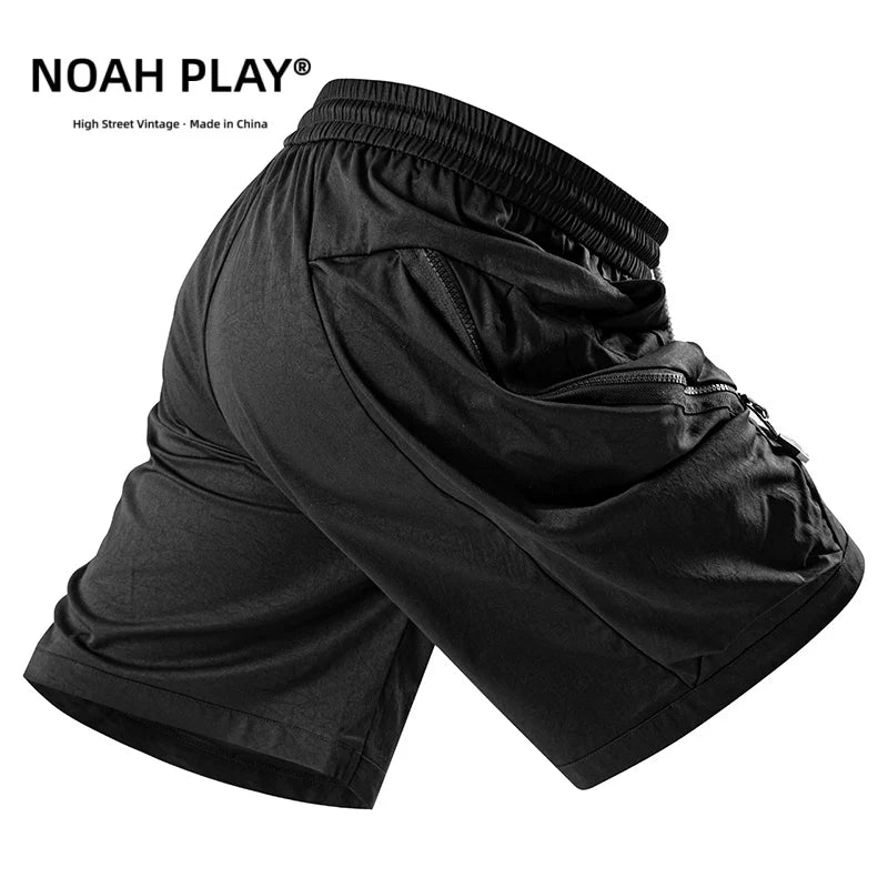 NOAH PLAY functional ice silk shorts for men in summer, thin, quick drying, loose fit, oversized casual workwear, cropped pants