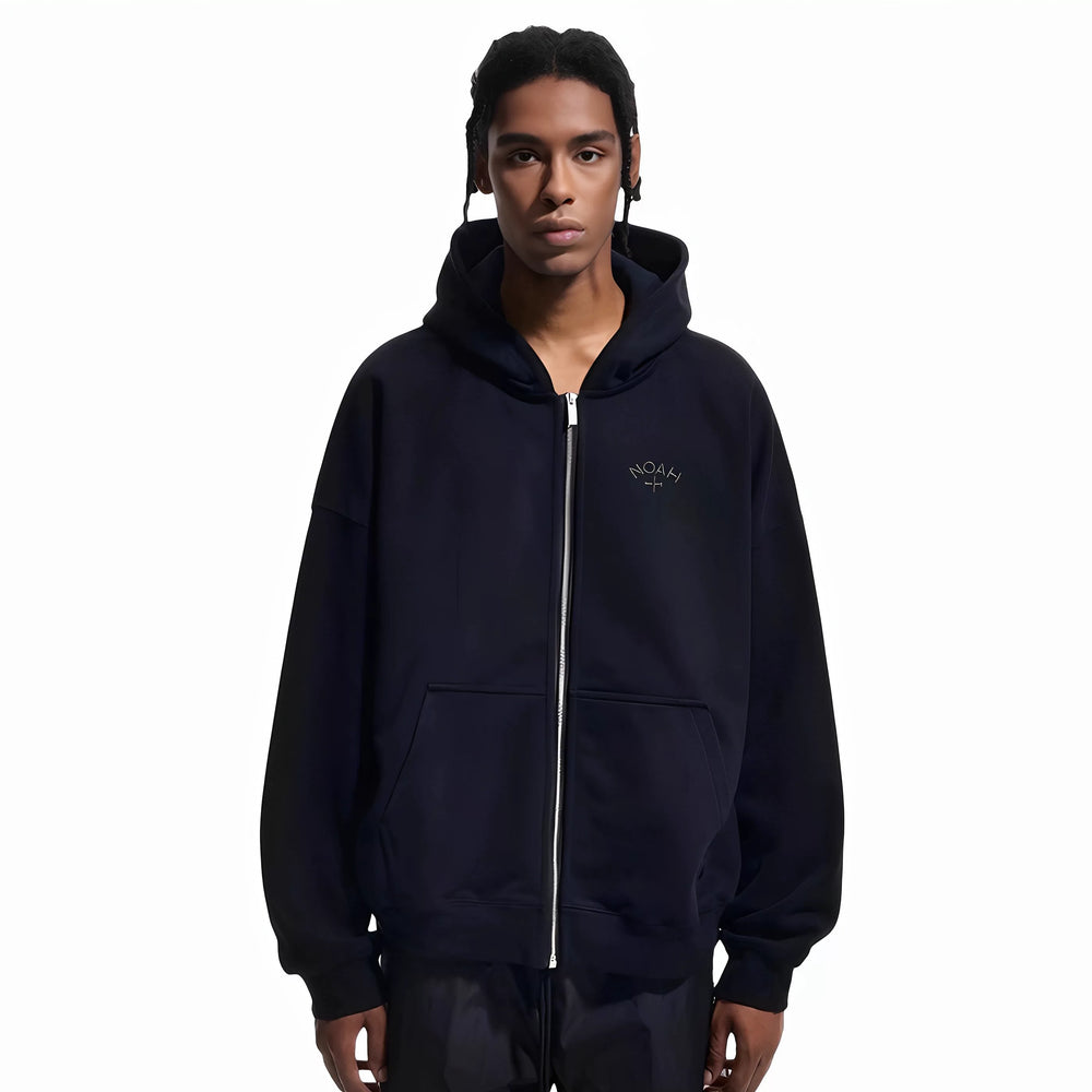 NOAH MARS first generation black soul embroidery small logo cross autumn and winter hooded sweatshirt cardigan trendy zipper jacket