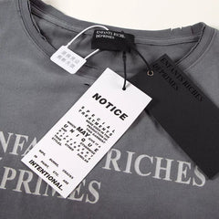 ERD Inspired Punk Slogan Distressed Washed Grey Tee