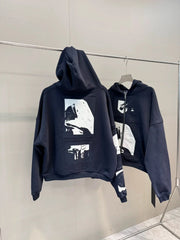 ERD melancholic Vintage Blue Black Patchwork Hoodie