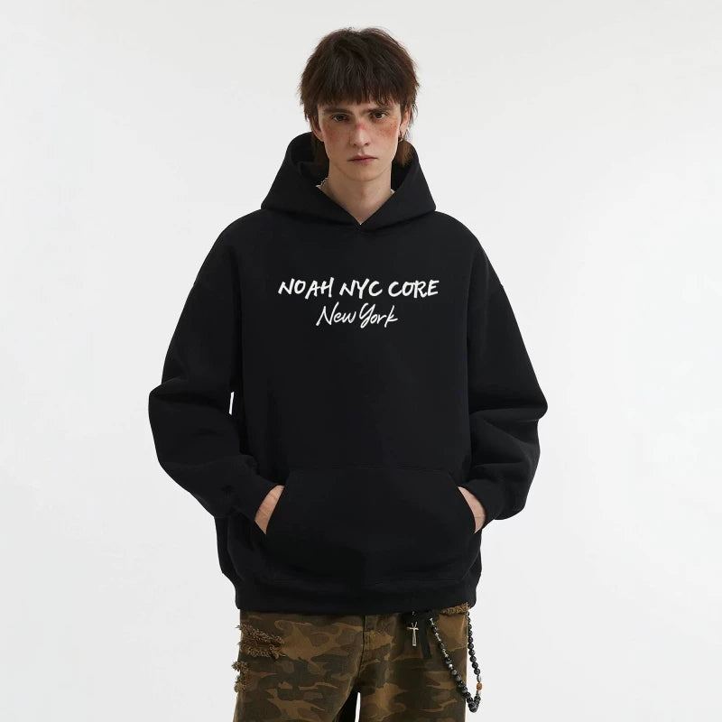 NOAH MARS American casual New York limited edition cross autumn loose men's trendy brand fleece hooded sweatshirt