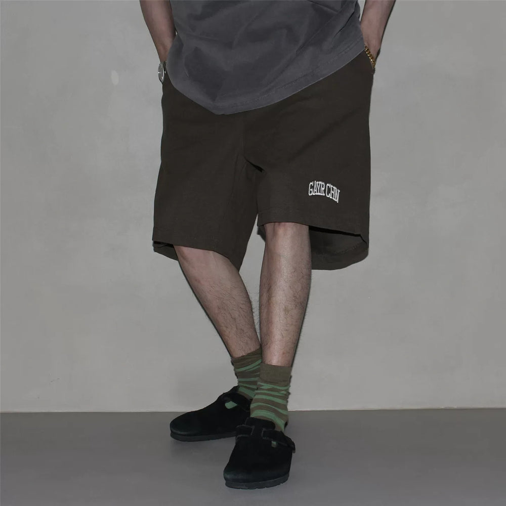 GcBrand Lab SS26 Retro Basic American Casual Loose Trendy Waffle Embroidered Shorts for Men