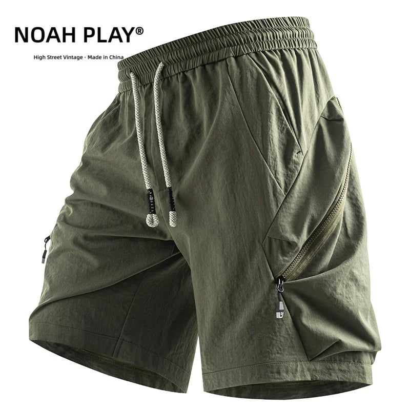 NOAH PLAY functional ice silk shorts for men in summer, thin, quick drying, loose fit, oversized casual workwear, cropped pants