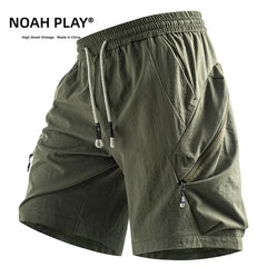 NOAH PLAY functional ice silk shorts for men in summer, thin, quick drying, loose fit, oversized casual workwear, cropped pants