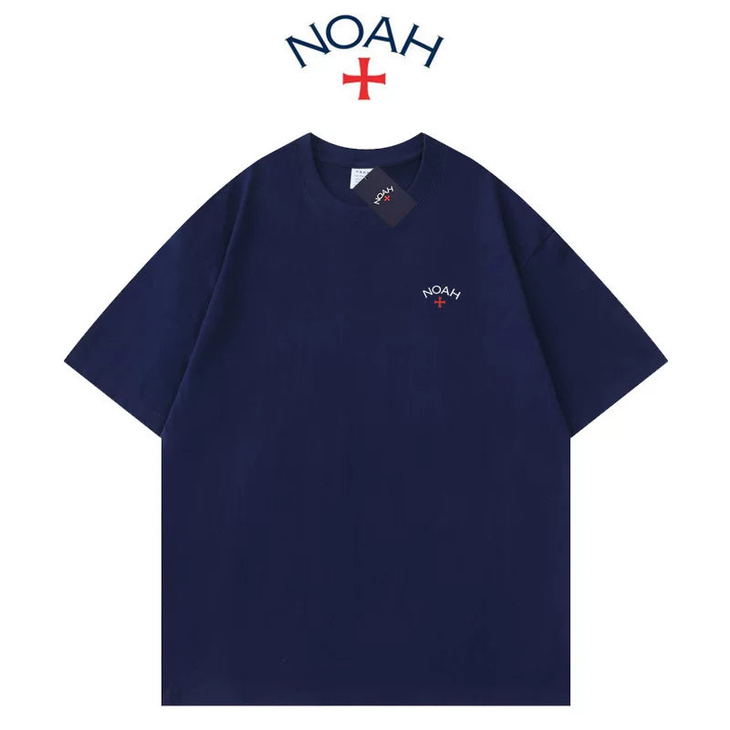 NOAH BWCJ small logo cross simple casual summer trendy brand couple heavyweight pure cotton short sleeved T-shirt for men and women