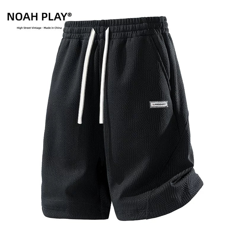 NOAH PLAY Jacquard Texture Shorts Men's Summer Loose Large Wide Leg Pentagram Pants Casual Retro Middle Pants Trendy