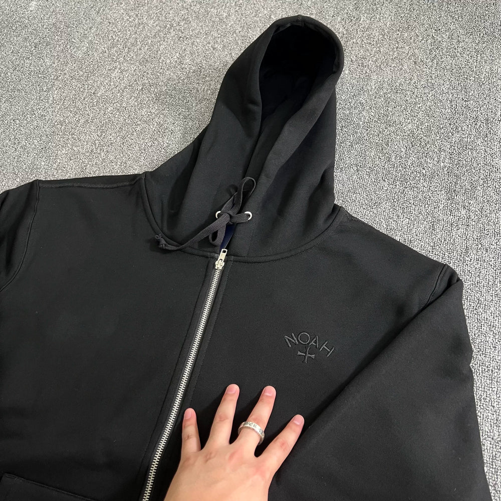 NOAH MARS first generation black soul embroidery small logo cross autumn and winter hooded sweatshirt cardigan trendy zipper jacket