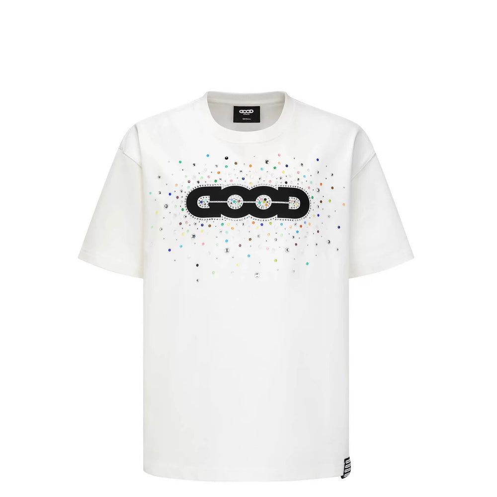 GOODBRAND Summer Gemstone Luxury Light Luxury Men's and Women's T-Shirts Heavy Weight Cotton Short Sleeve Hot Diamond Couple's Top