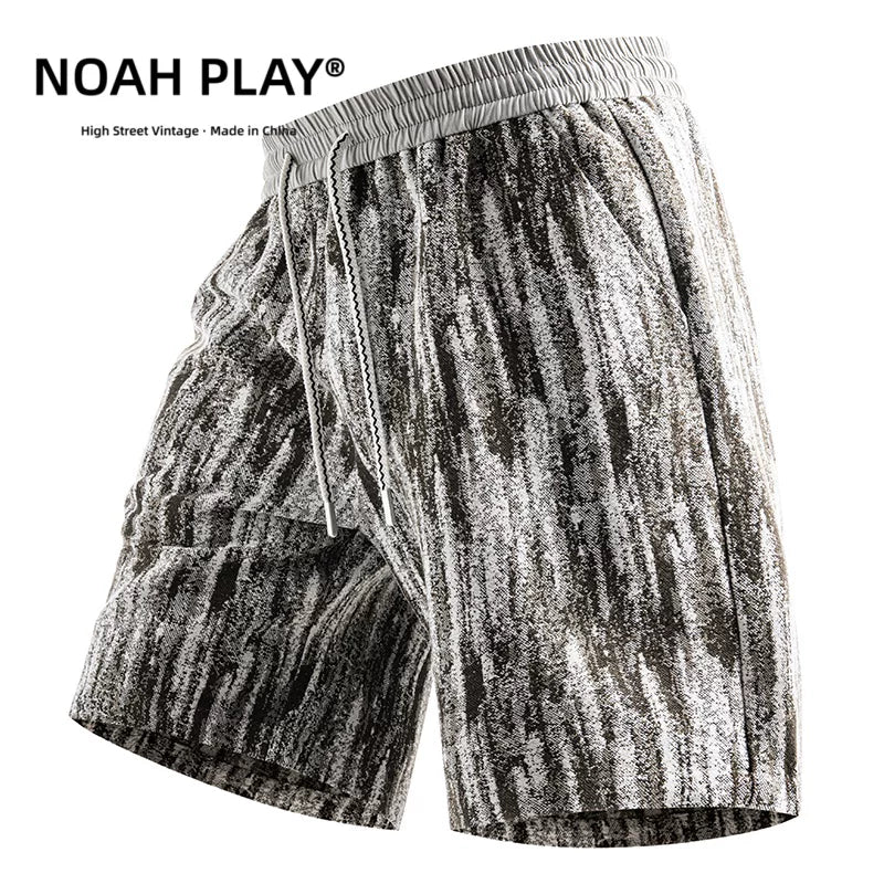 NOAH PLAY Summer Trendy Bear Jacquard Shorts Men's Loose Five Leg Shorts Retro Cartoon Casual Sports Pants