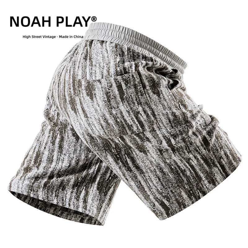 NOAH PLAY Summer Trendy Bear Jacquard Shorts Men's Loose Five Leg Shorts Retro Cartoon Casual Sports Pants
