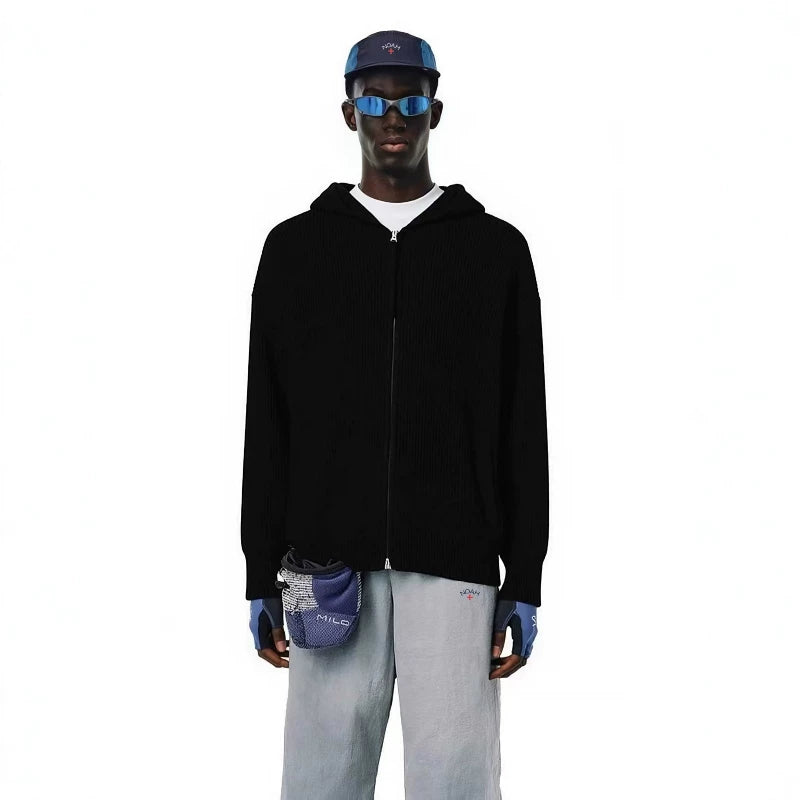 NOAH MARS American casual fashion brand autumn and winter old money style double-sided zipper knitted cardigan hooded sweater jacket