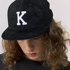KITH suede hip-hop flat brimmed hat, big head circumference, embroidered high top skateboard hat for men and women, non adjustable flat brim hat