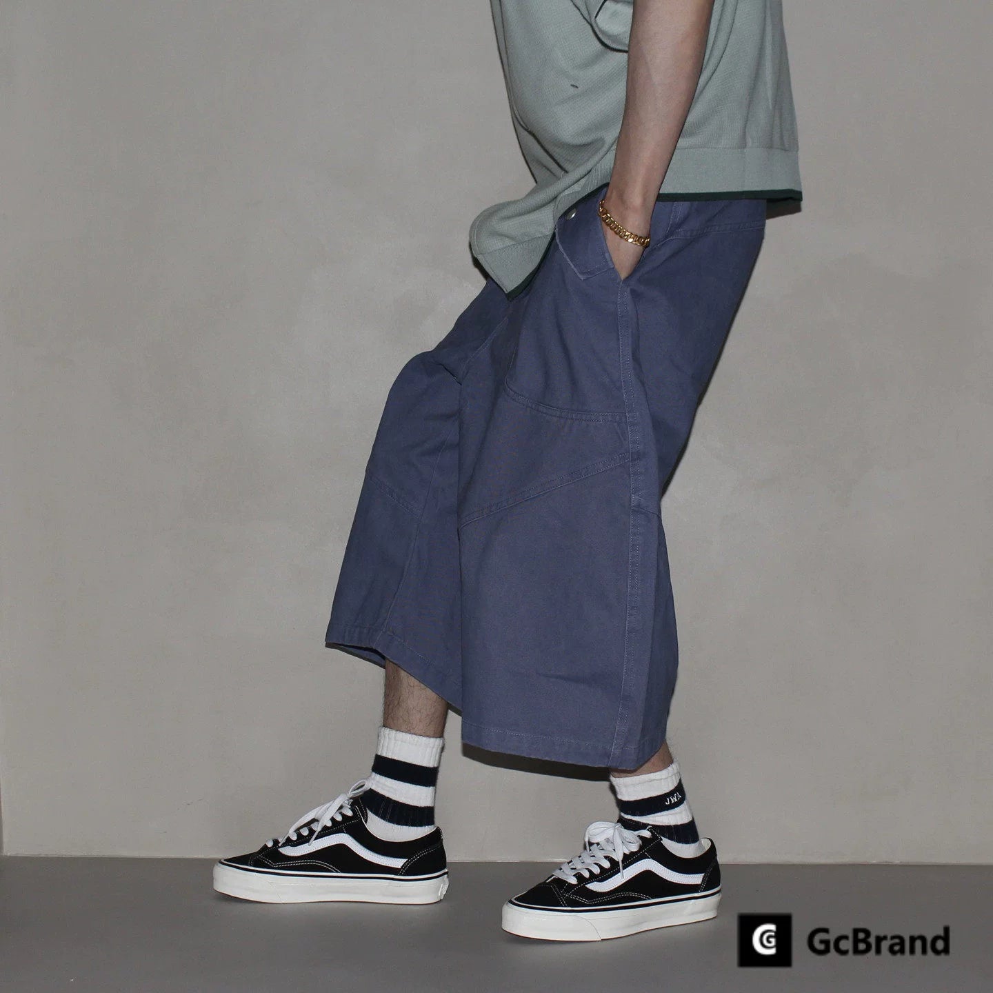GcBrand SS26 retro themed elements washed and worn design loose straight leg pants workwear cropped pants