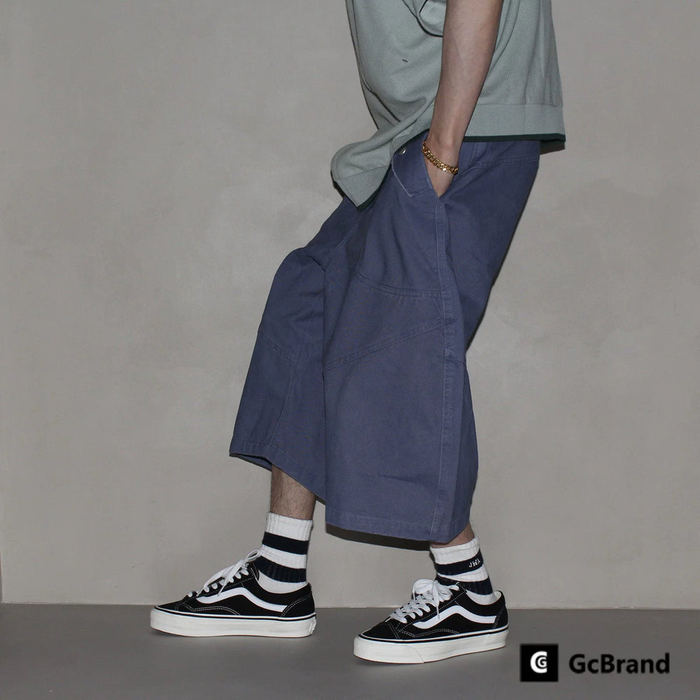 GcBrand SS26 retro themed elements washed and worn design loose straight leg pants workwear cropped pants