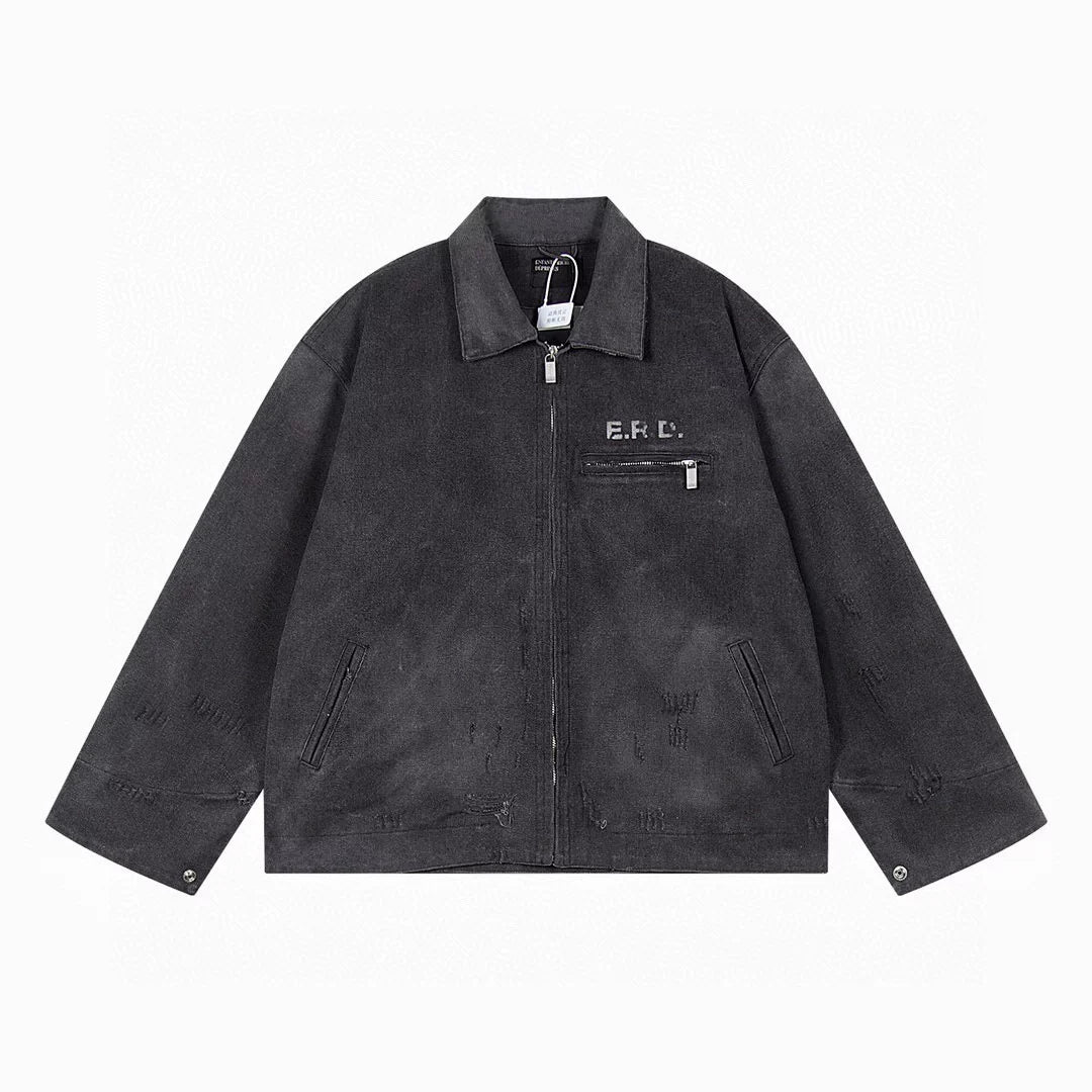 ERD melancholic Vintage Detroit Washed Canvas Collared Jacket