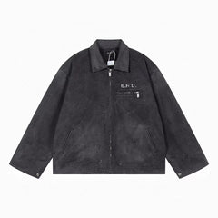 ERD melancholic Vintage Detroit Washed Canvas Collared Jacket