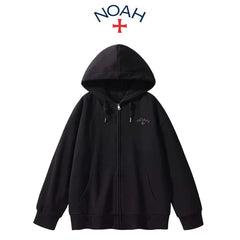 NOAH first generation black soul small logo cross autumn and winter hooded couple hoodie cardigan zipper and velvet jacket for men and women