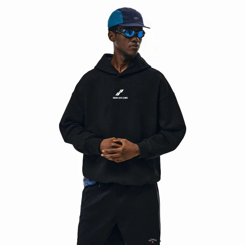 NOAH MARS American casual fashion brand two bar small label loose men's plus velvet couple hoodie hooded sweatshirt