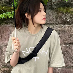 NOAH BWCJ Summer Matcha Grey Cross Trendy Brand Heavy Cotton Casual Loose Couple Short sleeved T-shirt for Men and Women