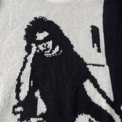 ERD melancholic rich second-generation Vintage Colorblock Portrait Knit Sweater