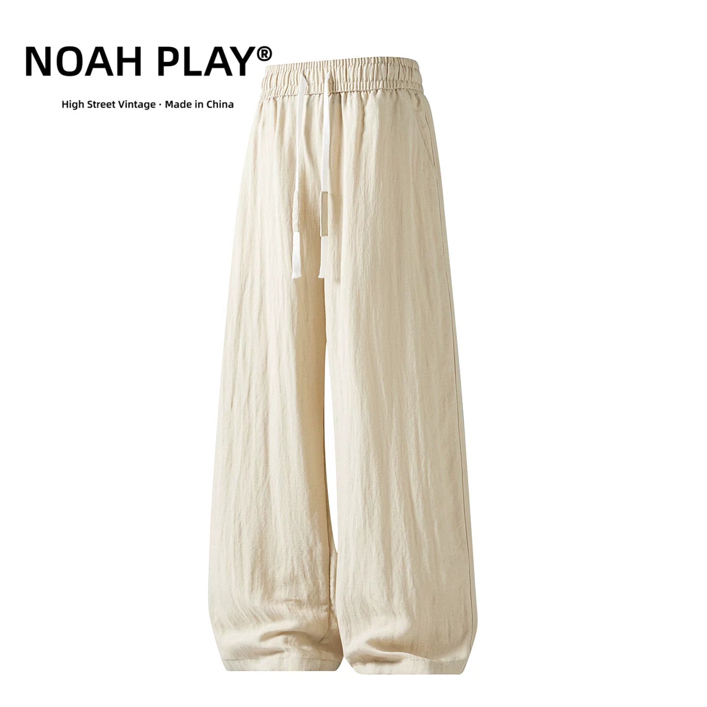 NOAH PLAY 复古莱赛尔天丝亚麻阔腿裤男夏季薄款宽松直筒休闲长裤