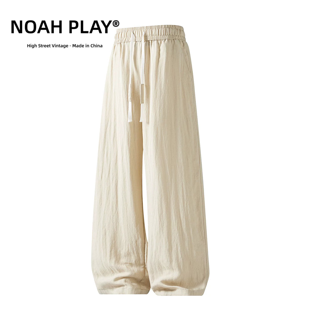 NOAH PLAY 复古莱赛尔天丝亚麻阔腿裤男夏季薄款宽松直筒休闲长裤