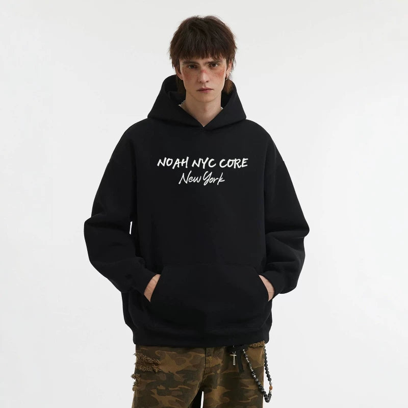 NOAH MARS American casual New York limited edition cross autumn loose men's trendy brand fleece hooded sweatshirt