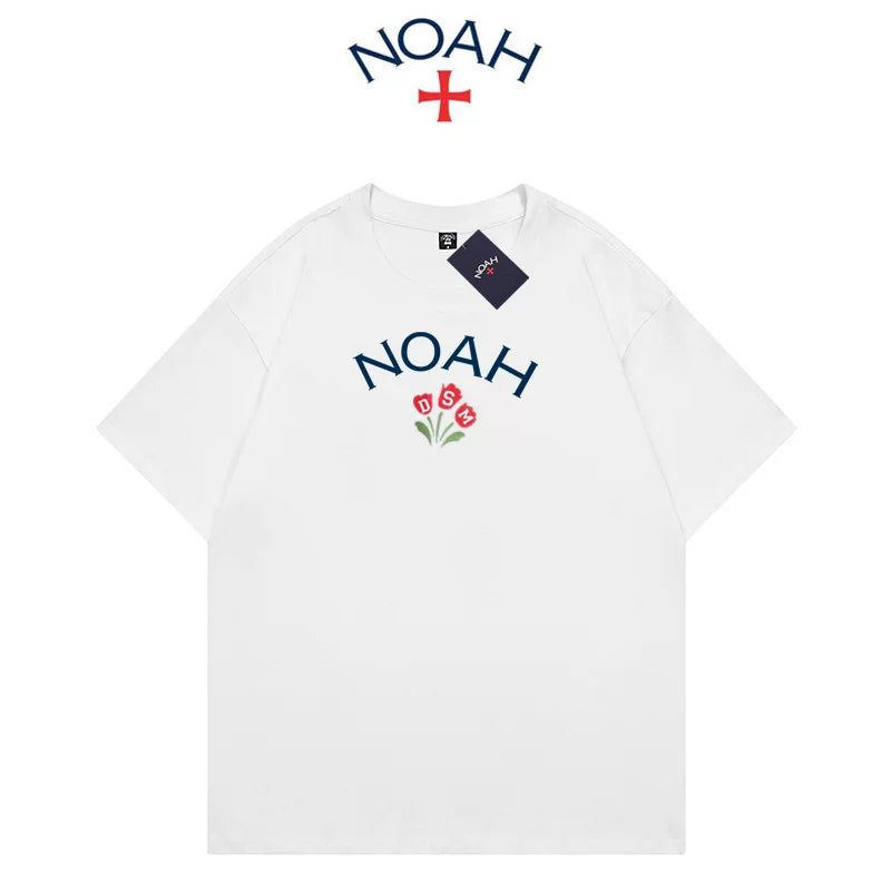 NOAH 2024 Summer New American Trendy Brand Round Neck Loose Heavy Weight Cotton Apricot Couple Short sleeved T-shirt for Men and Women