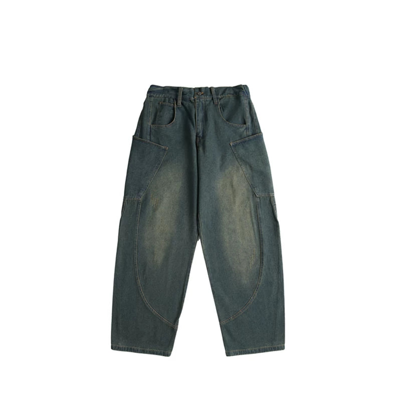 GcBrand Lab SS25 basic washed distressed design curved denim jeans