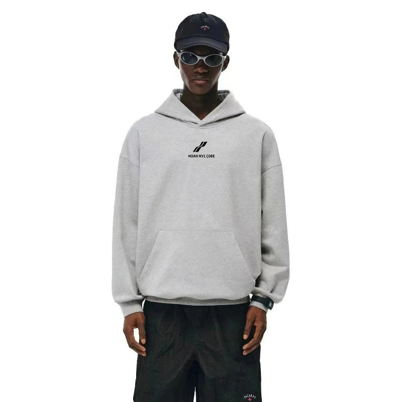 NOAH MARS American casual fashion brand two bar small label loose men's plus velvet couple hoodie hooded sweatshirt