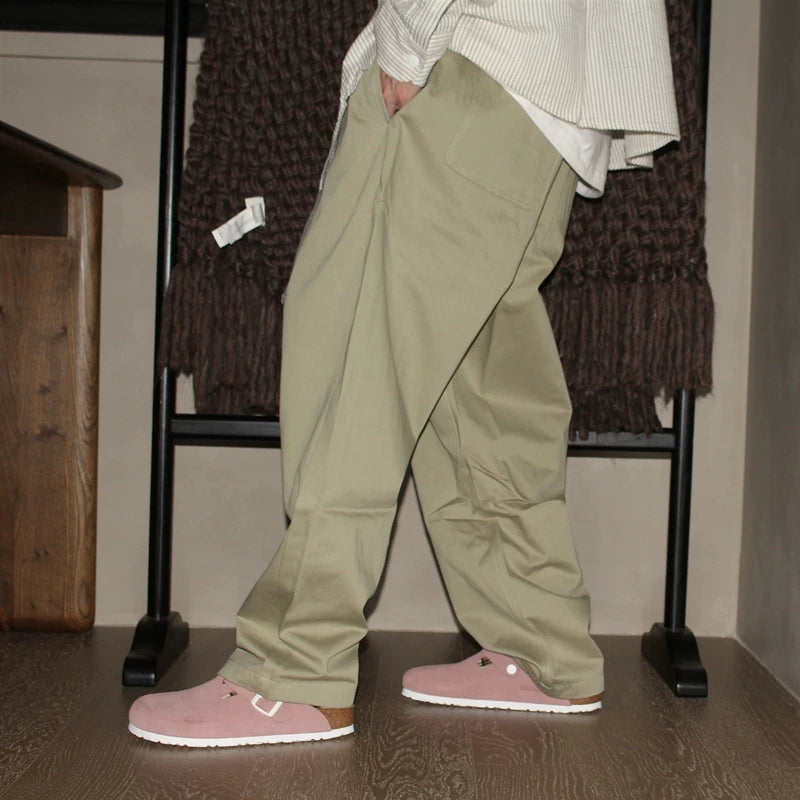 GcBrand Lab AW24 Retro Theme Elements, Hanging Wide Leg Design, Japanese Bamboo Pattern Casual Pants