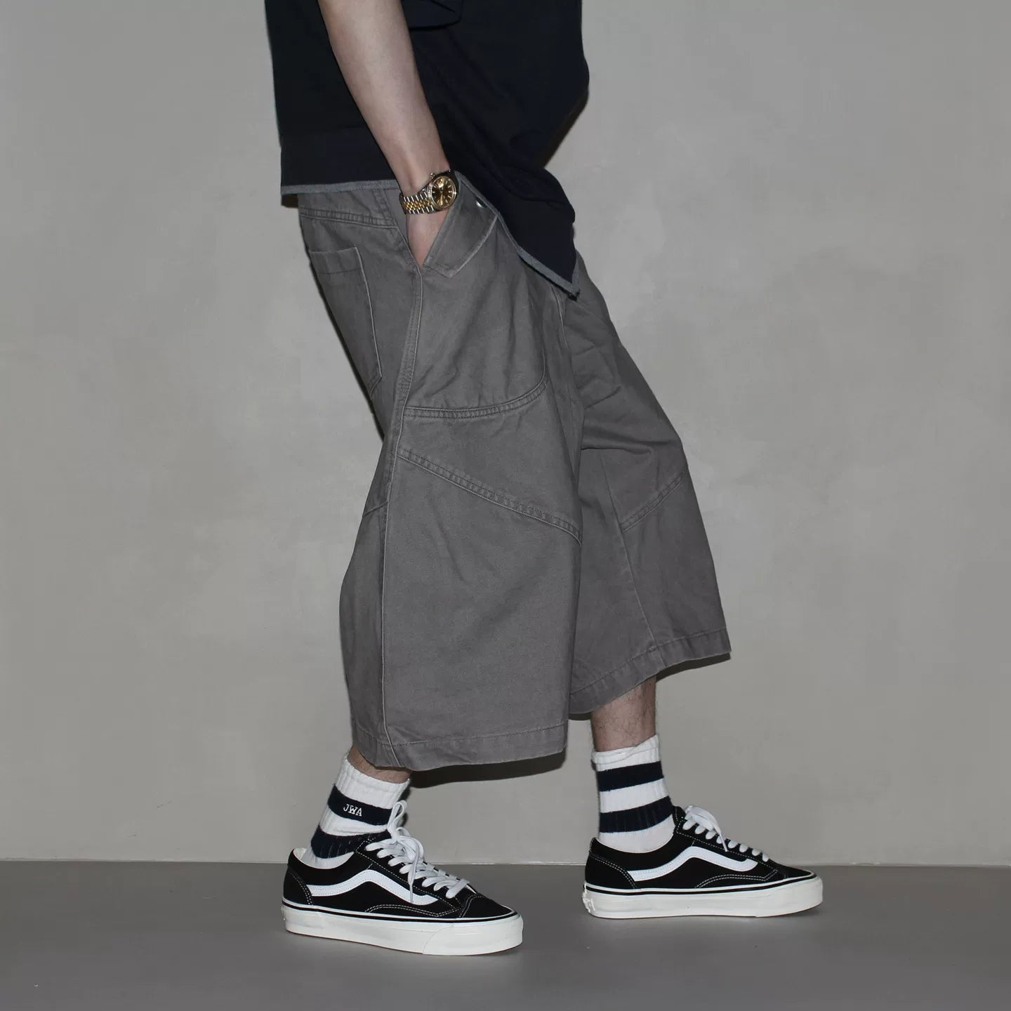 GcBrand SS26 retro themed elements washed and worn design loose straight leg pants workwear cropped pants