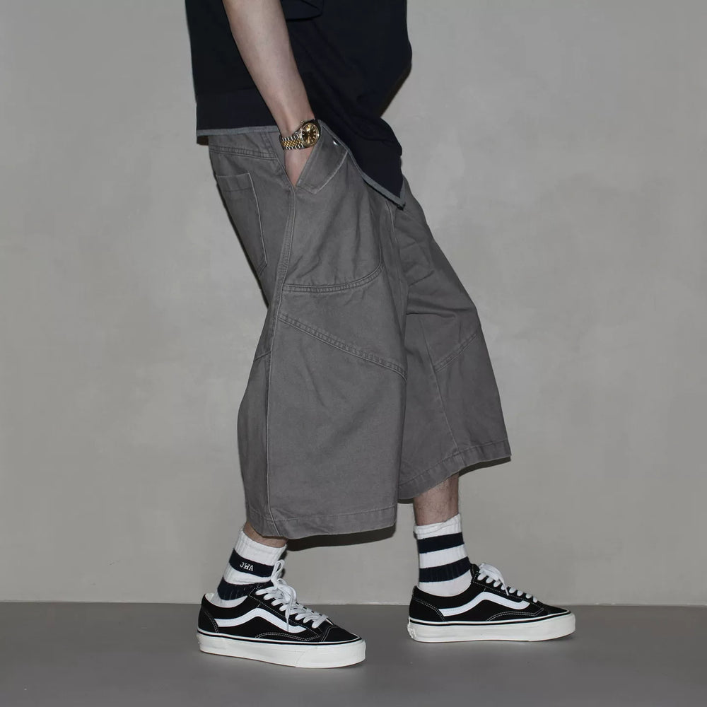 GcBrand SS26 retro themed elements washed and worn design loose straight leg pants workwear cropped pants