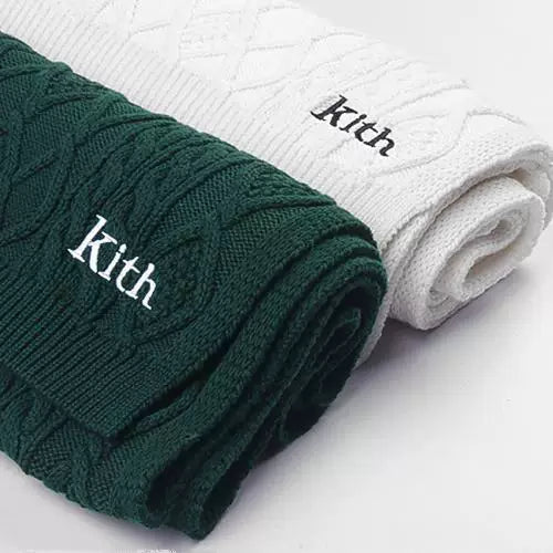 Kith embroidery winter versatile Fried Dough Twists lovers thickened warm wool knitting shawl scarf for men and women lovers