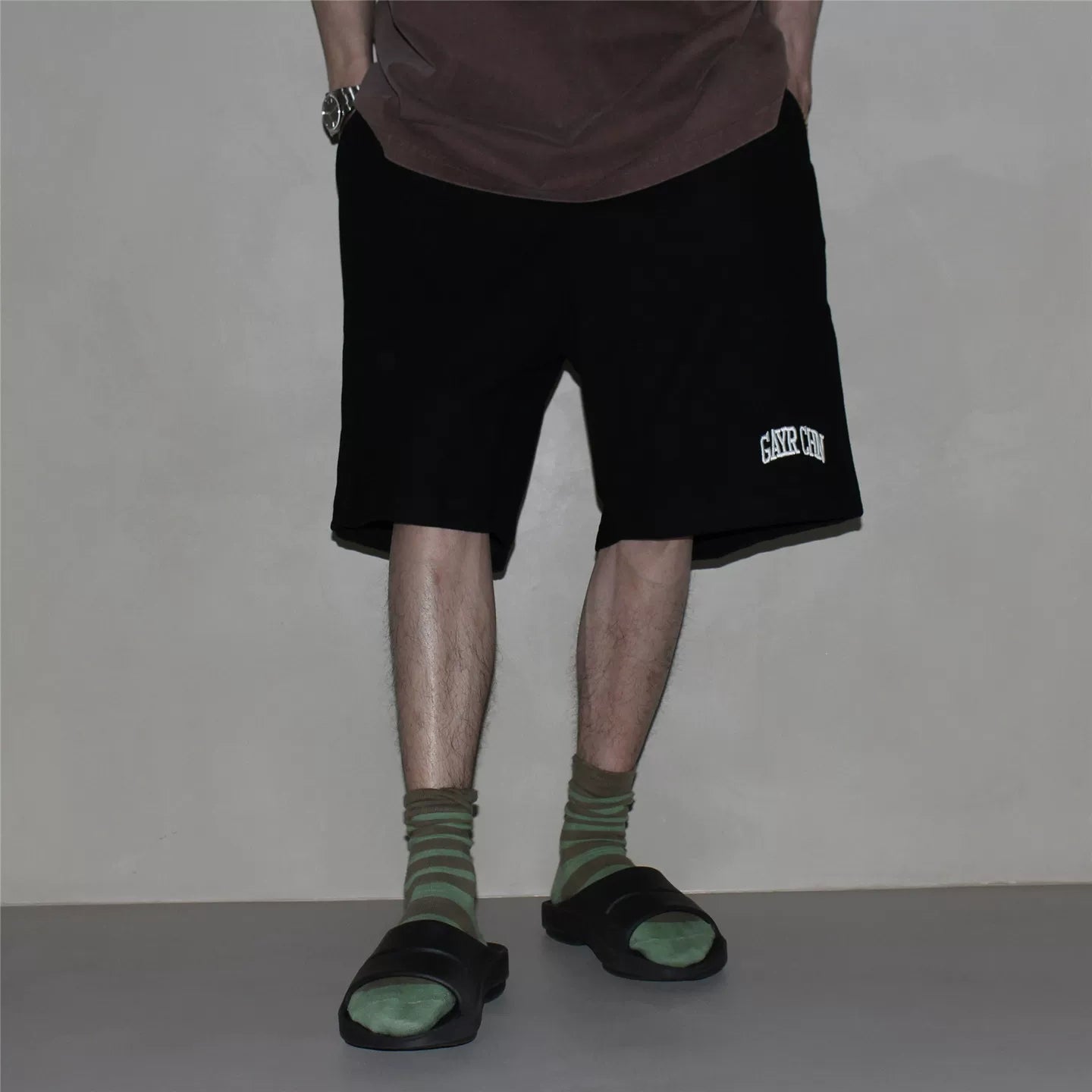 GcBrand Lab SS26 Retro Basic American Casual Loose Trendy Waffle Embroidered Shorts for Men