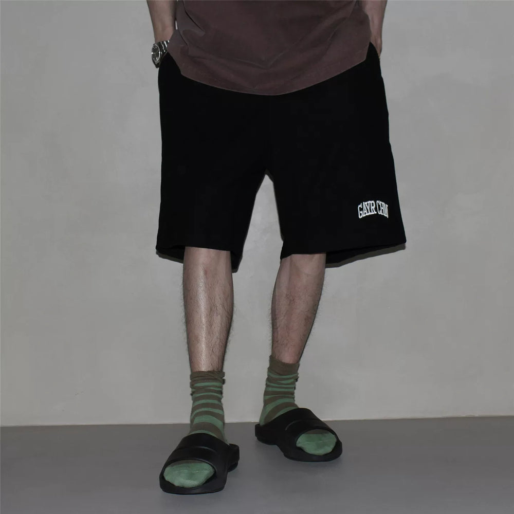 GcBrand Lab SS26 Retro Basic American Casual Loose Trendy Waffle Embroidered Shorts for Men