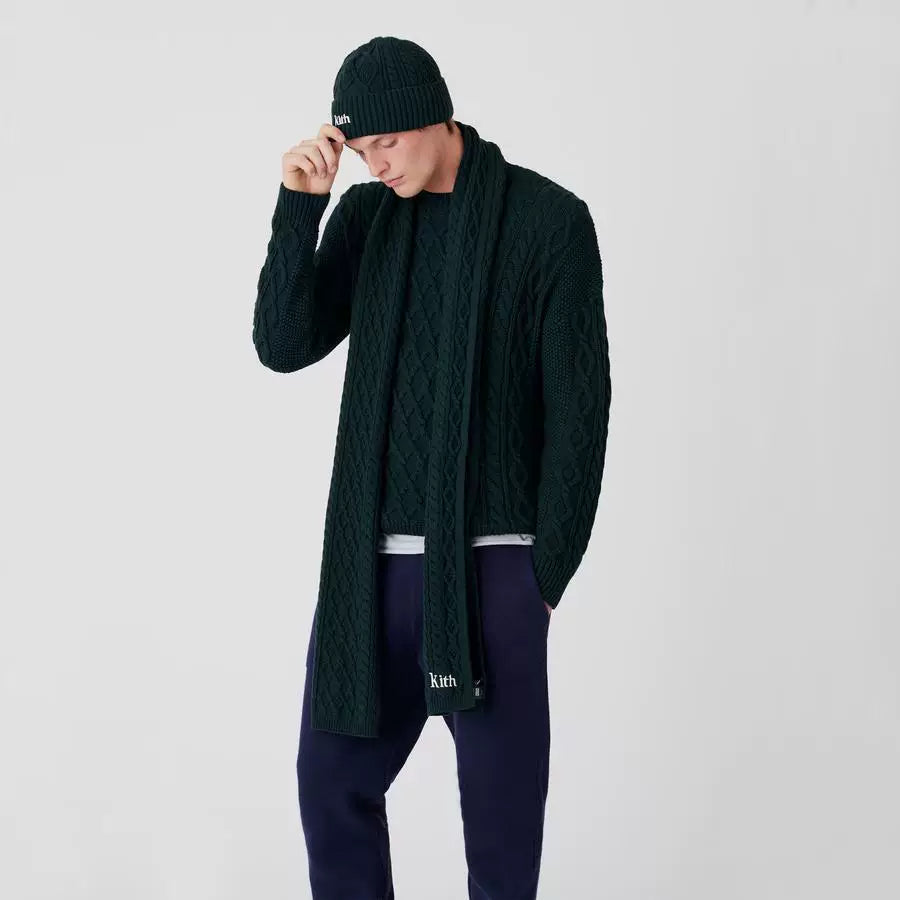 Kith embroidery winter versatile Fried Dough Twists lovers thickened warm wool knitting shawl scarf for men and women lovers